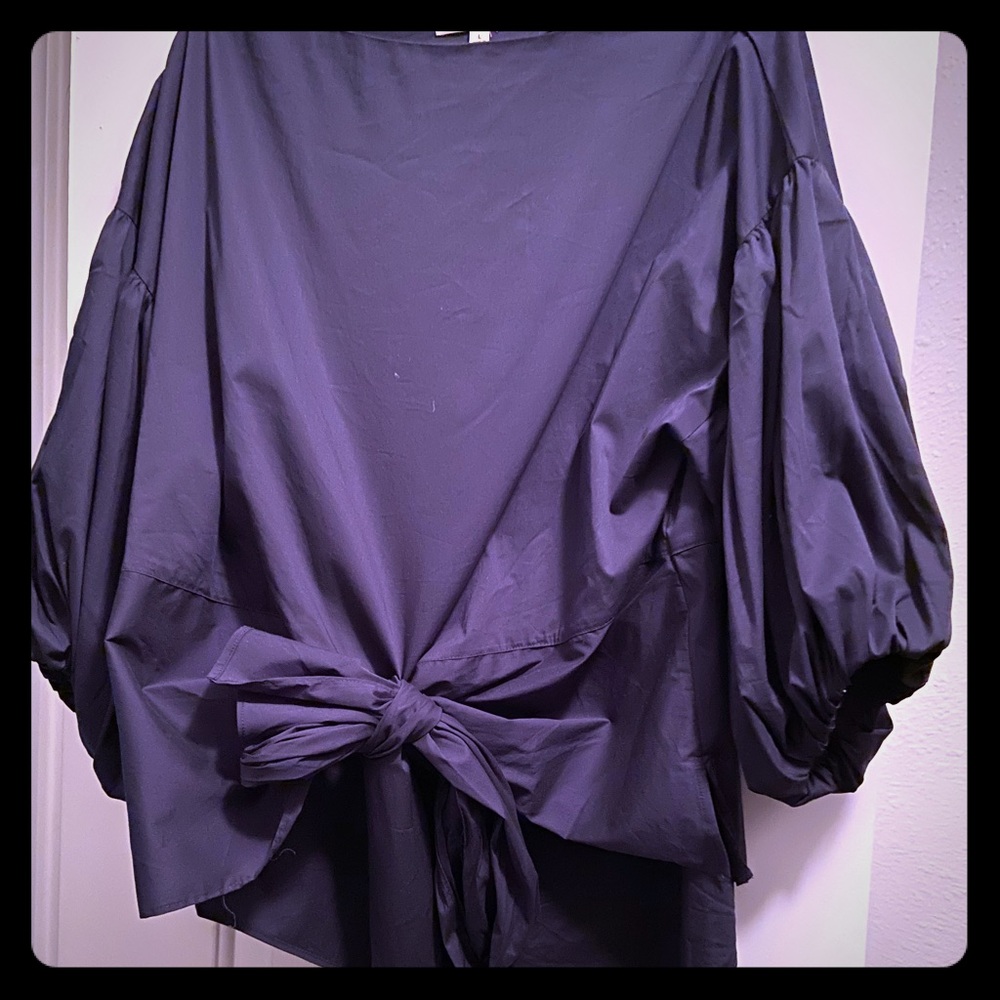 Navy Blue Tie-up blouse